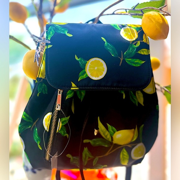 Icing Black Lemon Print Backpack - Picture 1 of 9